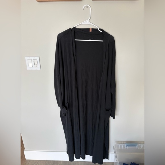 LUNYA Organic Pima Cotton Long Duster Cardigan Black One Size - Picture 4 of 9